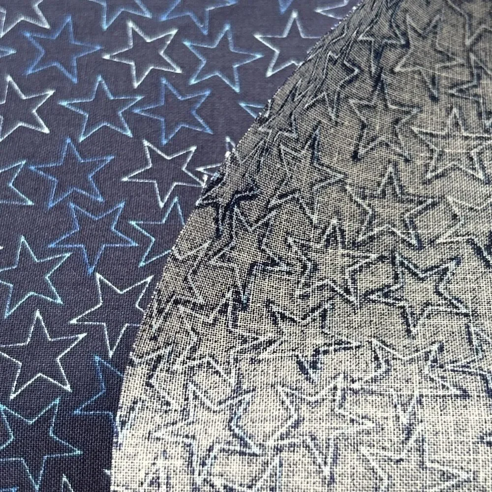 Star Outlines Navy Cotton Quilting Sewing Fabric Brother Sister Backing Filler